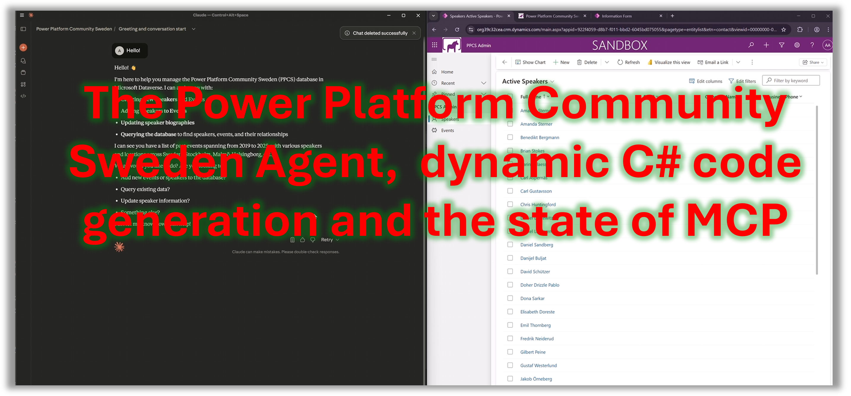 The PPCS agent, dynamic C# code generation and the state of MCP